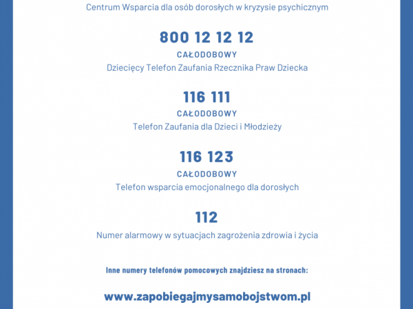 BEZPŁATNE NUMERY POMOCOWE